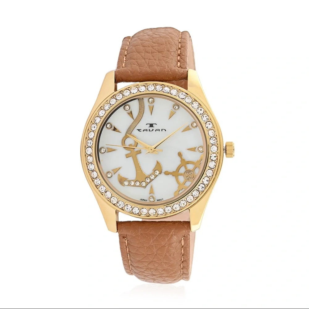 SWAROVSKI Crystal Tan Nautical Watch